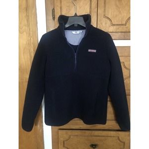 VINEYARD VINES Womens Sherpa Half Zip Pullover Whale Blue Sz S (measurements)